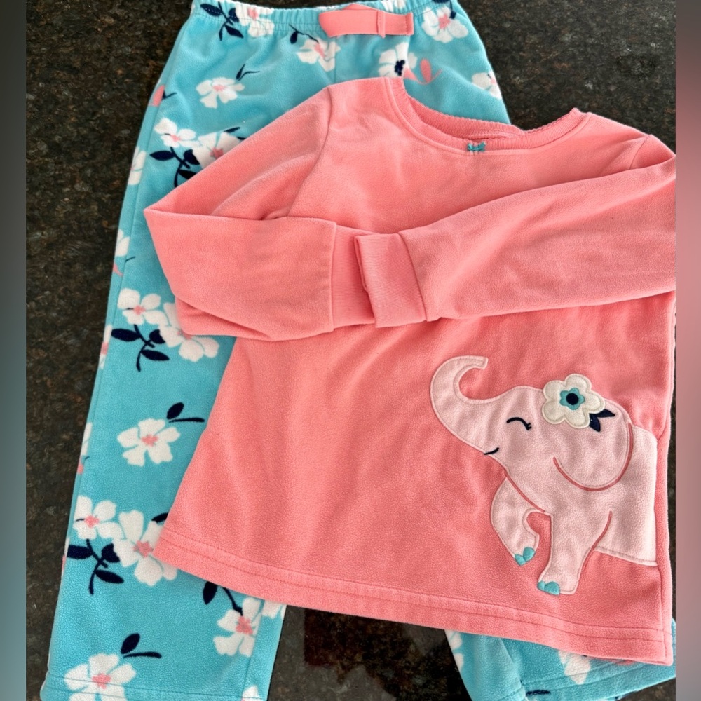 Carter's Coral Elephant Pajama Set - Picture 1 of 3